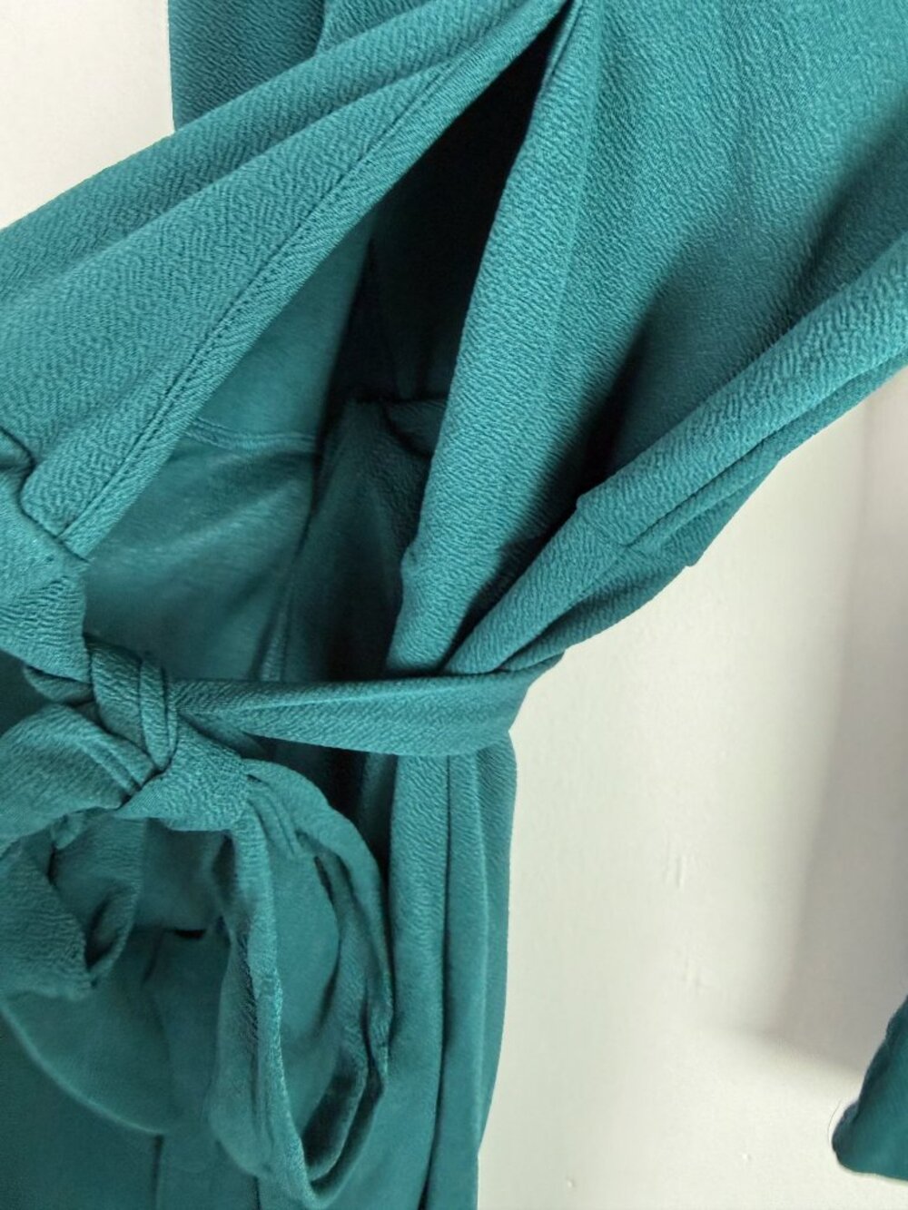 NWT Cupshe Belted Teal Puff Sleeve Wrap Dress Long Sleeves Green Size XS NEW - Picture 6 of 10